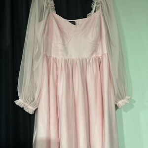 Eloquii Blush Puff-Sleeve Midi Dress